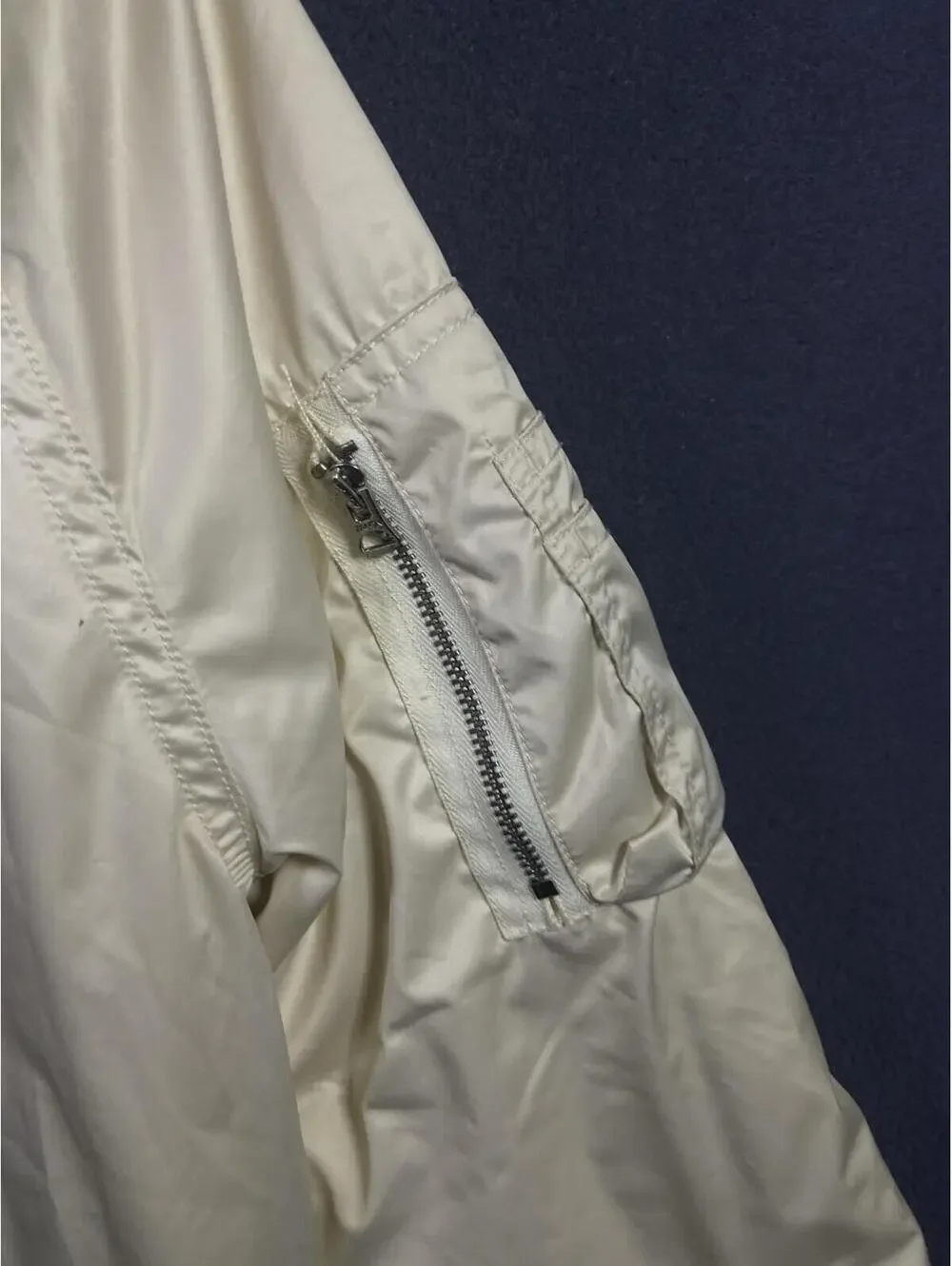 $245 Polo Ralph Lauren Girls Cortina Cream Satin Down Bomber Jacket Sz L 12-14